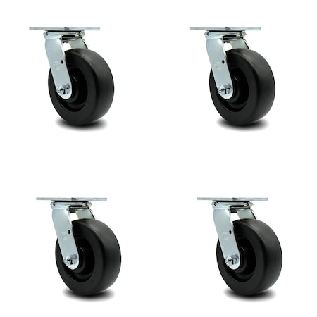 Service Caster 6 Inch Polyolefin Swivel Caster Set with Ball Bearing and Swivel Lock SCC SCC-30CS620-POB-BSL-4